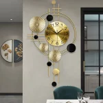 Golden Iron Art Deco Silent Wall Clock