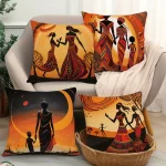 4pcs African Woman Throw Pillow Cover