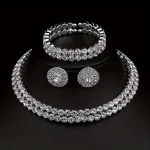 Rhinestone Necklace, Earrings, and Bracelet Set